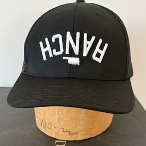 Black Embroidered RANCH Cap Adjustable Mesh Back OSFM